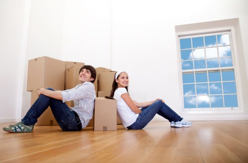 Office movers preparing desks and equipment for a Marylebone relocation