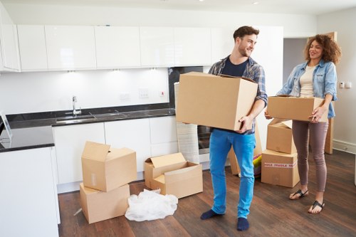 Packed household items prepared for a Marylebone relocation