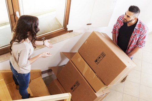 Furniture and boxes being secured for a Marylebone removal truck hire job