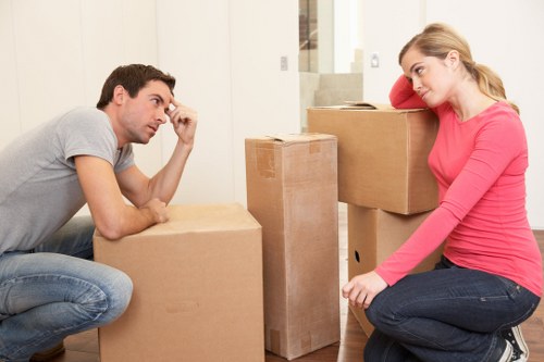 Moving boxes and labels ready for a home move in Marylebone