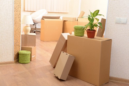 Packed apartment contents ready for house removals in Marylebone
